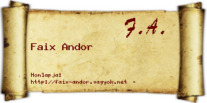 Faix Andor névjegykártya